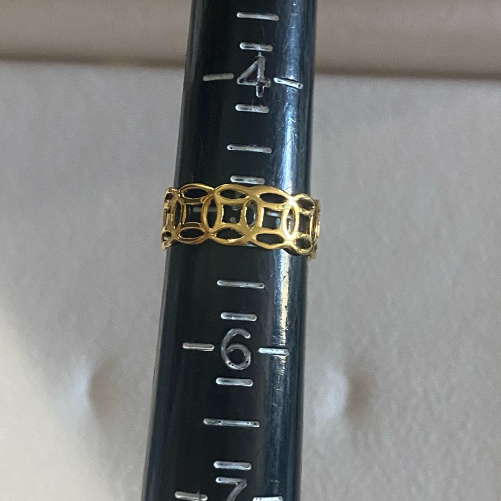 Real 18k Gold Link Openwork Band Ring